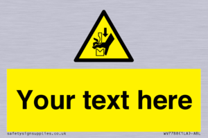 Custom warning hand crushing between press brake tool